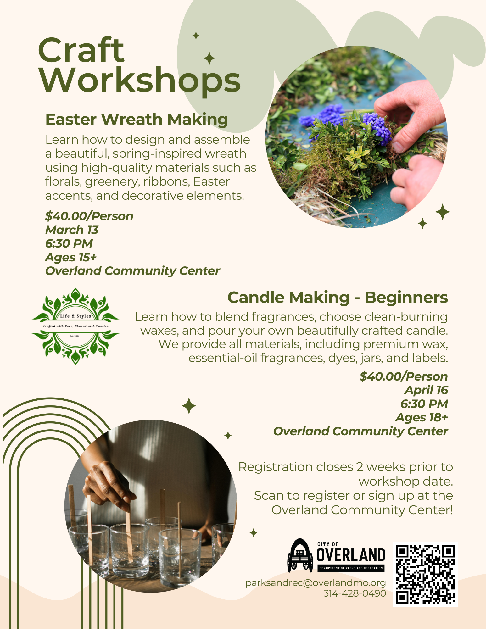 Wreath and Candle Making Workshop Flyer 2025